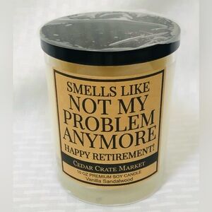 Happy Retirement Cedar Crate Market Vanilla Sandalwood Candle